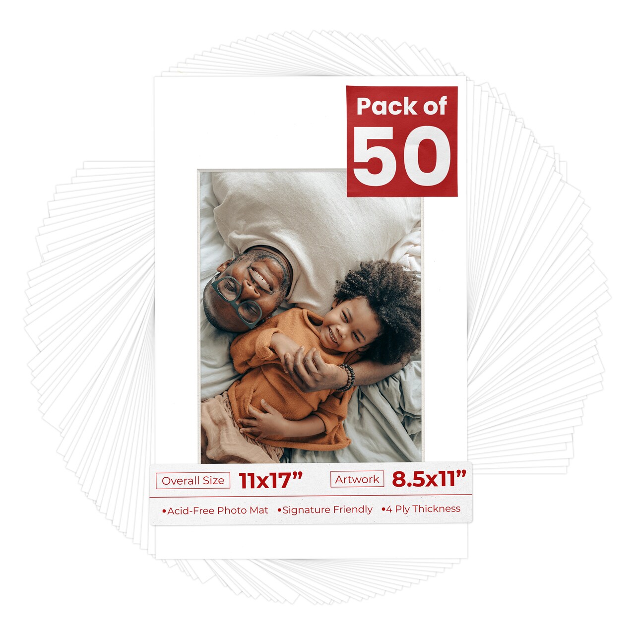 Textured White Mat Board for 11x17 Frames - Fits 8.5x11 Photos